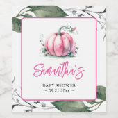 Roze Pompoen Thema Sjabloon Wijnlabels Wijn Etiket (Enkel label)