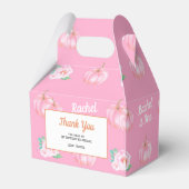 Roze Pompoen thema verjaardagsfeest Bedankdoosjes (Achterkant)