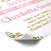 Roze pompoen Tijd Capsule Floral eerste verjaardag Poster (Hoek)