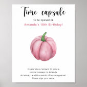 Roze Pompoen Time Capsule 1e verjaardag Poster (Voorkant)