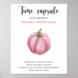 Roze Pompoen Time Capsule 1e verjaardag Poster