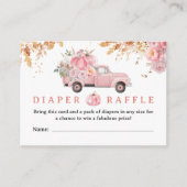 Roze Pompoen Truck Baby shower Herfst Luier Raffle Informatiekaartje (Voorkant)