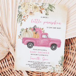 Roze Pompoen Truck Baby Shower Kaart