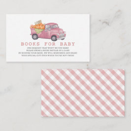 Roze Pompoen Truck Gingham Boeken voor Baby Informatiekaartje