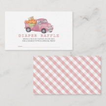 Roze Pompoen Truck Gingham Luier Raffle Ticket