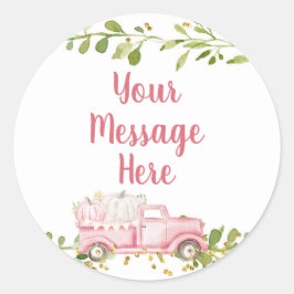 Roze Pompoen Truck Jouw Bericht Hier Sticker