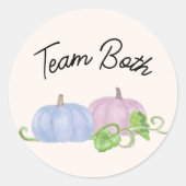 Roze pompoen tweeling gender onthullen Team Both Ronde Sticker (Voorkant)