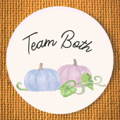 Roze pompoen tweeling gender onthullen Team Both Ronde Sticker