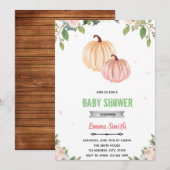 Roze pompoen tweeling shower uitnodiging (Voorkant / Achterkant)