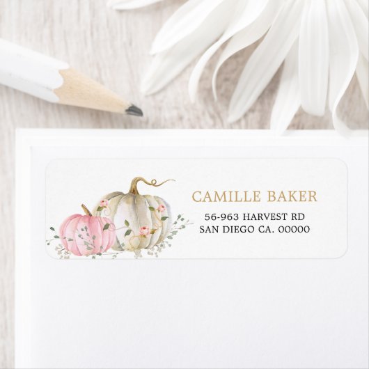 Roze Pompoen Verjaardag Retouradres Label (Insitu)