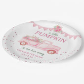 Roze Pompoen Vrachtwagen Baby shower Papier Bord (Gekanteld)