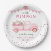 Roze Pompoen Vrachtwagen Baby shower Papier Bord (Voorkant)