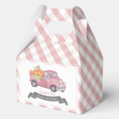 Roze Pompoen Vrachtwagen Gingham Meisje Baby showe Bedankdoosjes (Voorkant)