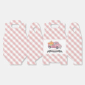 Roze Pompoen Vrachtwagen Gingham Meisje Baby showe Bedankdoosjes (Ongevouwen)