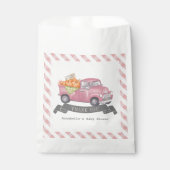 Roze Pompoen Vrachtwagen Gingham Meisje Baby showe Bedankzakje (Voorkant)