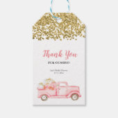 Roze Pompoen Vrachtwagen Gouden Faux Dank u Label Cadeaulabel (Voorkant)