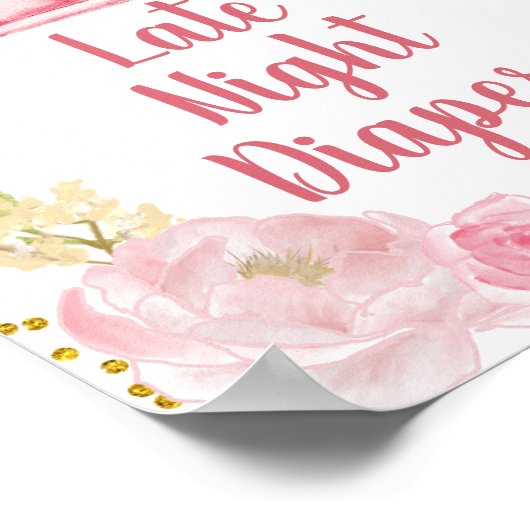 Roze pompoen Vrachtwagen Late Night Diapers Sign P Poster (Hoek)