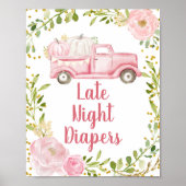 Roze pompoen Vrachtwagen Late Night Diapers Sign P Poster (Voorkant)