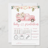 Roze pompoen vrachtwagen voorspellingen voor Baby  Kaart (Voorkant)