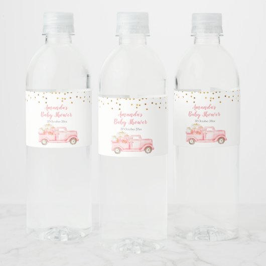 Roze Pompoen Vrachtwagen Water Fles Labels Waterfles Etiket (Flessen)