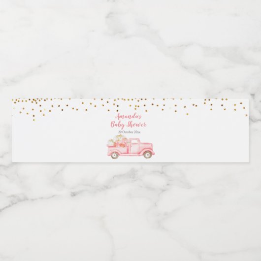 Roze Pompoen Vrachtwagen Water Fles Labels Waterfles Etiket (Enkel label)