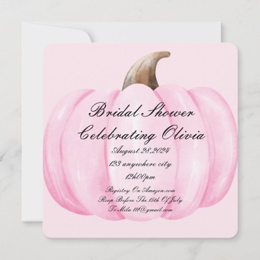 ROZE POMPOEN VRIJGEZELLENFEEST HERFST UITNODIGING (Voorkant)