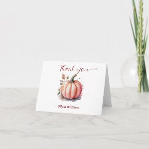 Roze Pompoen Watercolor boho baby jongens douche Bedankkaart
