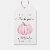 Roze Pompoen Waterverf Baby Meisje Douche Dank u Cadeaulabel (Voorkant)