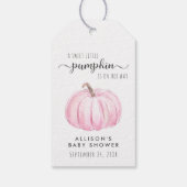 Roze Pompoen Waterverf Baby Meisje Douche Dank u Cadeaulabel (Achterkant)