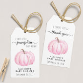 Roze Pompoen Waterverf Baby Meisje Douche Dank u Cadeaulabel