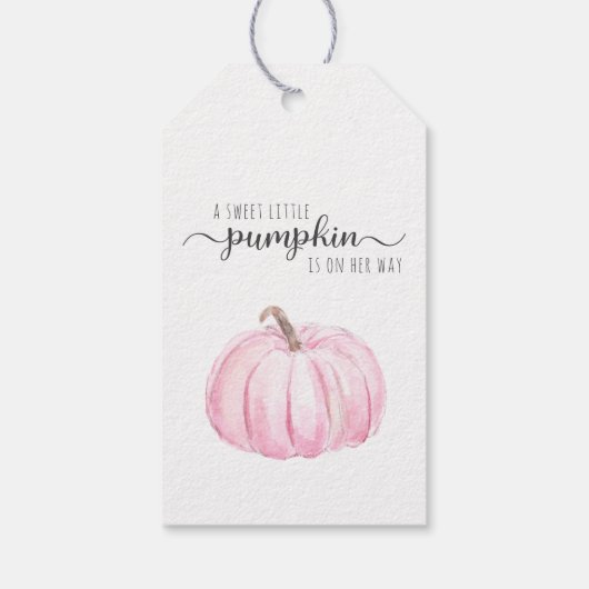 Roze Pompoen Waterverf Baby Meisje Douche Dank u Cadeaulabel (Achterkant)