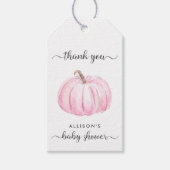 Roze Pompoen Waterverf Baby shower Dank u Cadeaulabel (Voorkant)