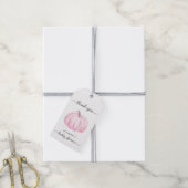 Roze Pompoen Waterverf Baby shower Dank u Cadeaulabel (Met Touw)
