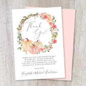Roze Pompoen Waterverf Baby shower Dank u kaart