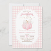 Roze Pompoen Waterverf Bow Girl Baby shower Kaart (Voorkant)