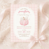 Roze Pompoen Waterverf Bow Girl Baby shower Kaart