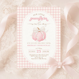 Roze Pompoen Waterverf Bow Girl Baby shower Kaart