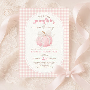 Roze Pompoen Waterverf Bow Girl Baby shower Kaart
