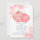 Roze Pompoen Waterverf Herfst Meisje Baby shower Kaart (Voorkant)