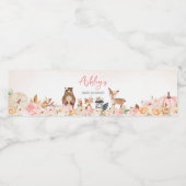 Roze Pompoen Woodland Baby shower Waterfles Etiket (Enkel label)