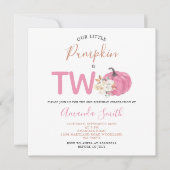 Roze Pompoen Wordt Twee Verjaardagsbloemen Kaart (Voorkant)