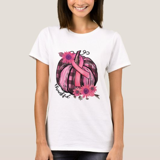 Roze Pompoen Zonnebloem Borstkanker Awareness GIF T-shirt (Voorkant)