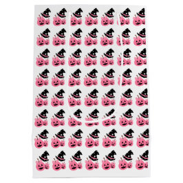Roze Pompoen & Zwart Pet Halloween Gift Paper Bag Medium Cadeauzakje