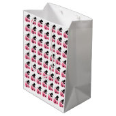 Roze Pompoen & Zwart Pet Halloween Gift Paper Bag Medium Cadeauzakje (Achterkant Gekanteld)