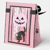 Roze Pompoen & Zwarte Kat Halloween Traktbox Bedankdoosjes (Achterkant)