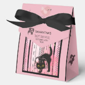 Roze Pompoen & Zwarte Kat Halloween Traktbox Bedankdoosjes (Voorkant)