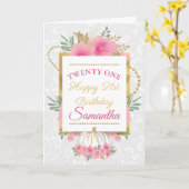 Roze pompoenbloemen Gold Foil Birthday Card Kaart (Gele Bloem)