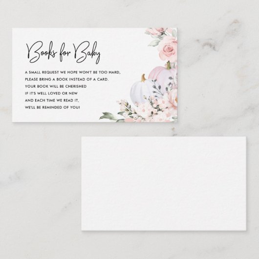 Roze pompoenboeken voor Baby Informatiekaartje (Voorkant / Achterkant)