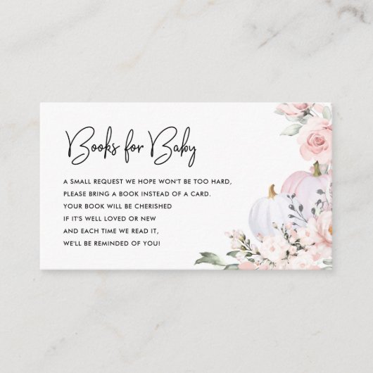 Roze pompoenboeken voor Baby Informatiekaartje (Voorkant)