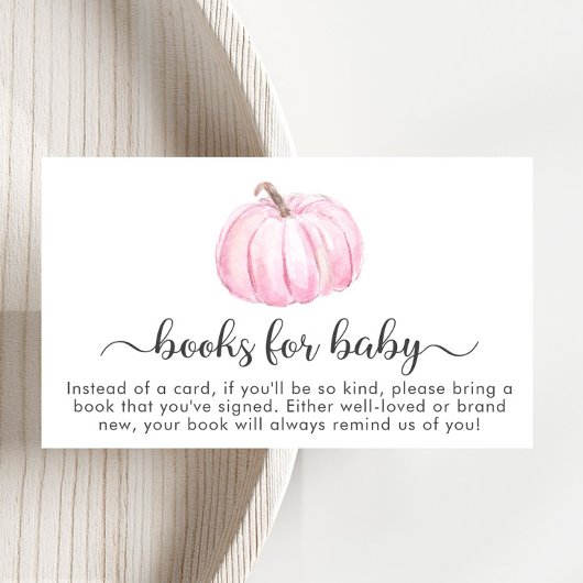 Roze pompoenboeken voor babymeisjesschoenen informatiekaartje